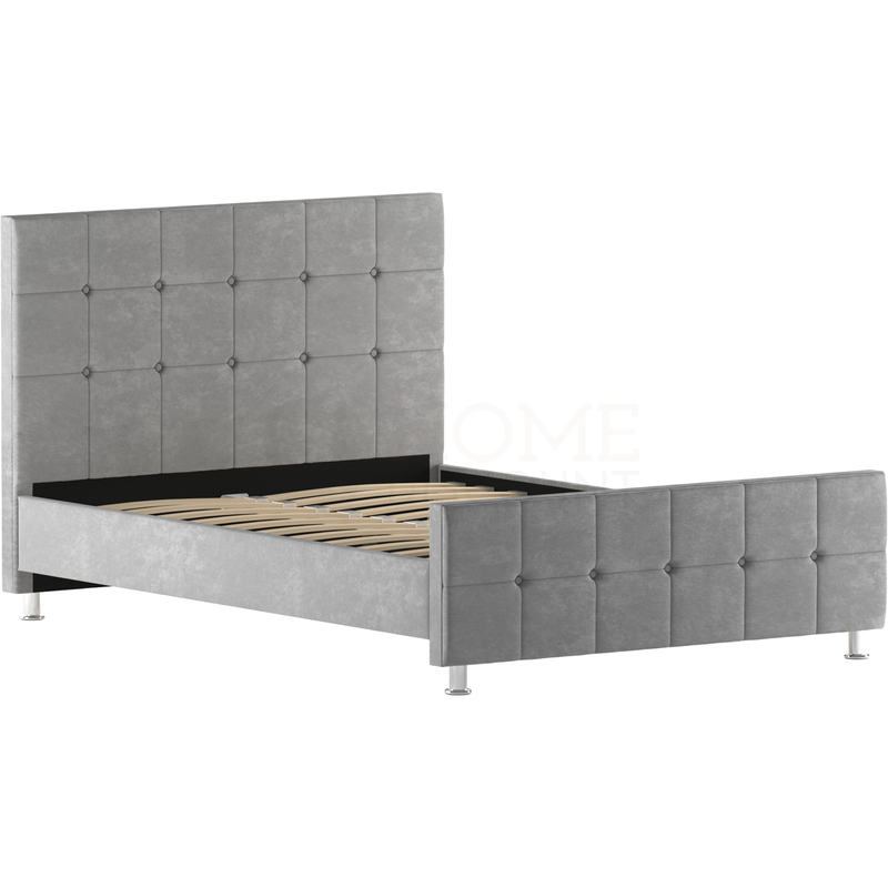 Light grey crushed velvet bed deals
