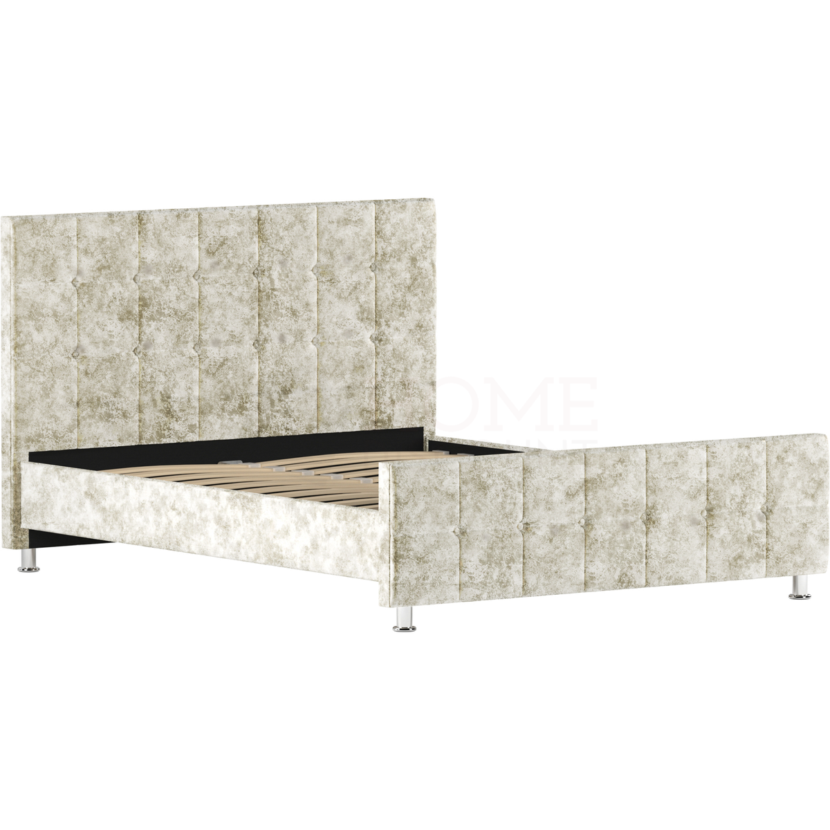 Valentina King Size Crushed Velvet Bed - Champagne