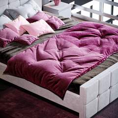 Valentina King Size Bed, Light Grey Velvet