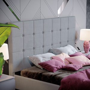 Valentina King Size Linen Bed - Light Grey