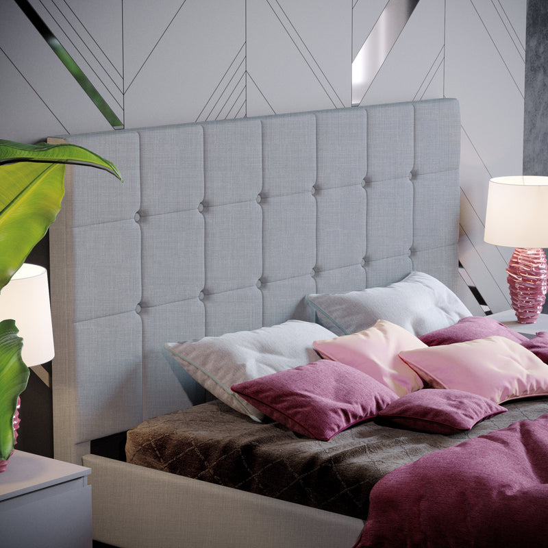Vida Designs Valentina King Size Bed, Light Grey Linen