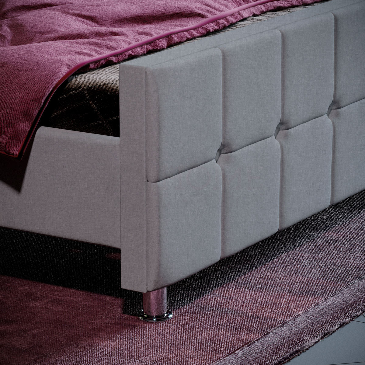Valentina King Size Linen Bed - Light Grey