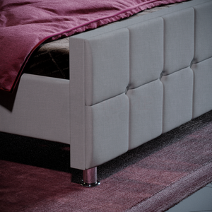 Valentina King Size Linen Bed - Light Grey