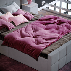 Valentina Double Ottoman Bed, Light Grey Linen
