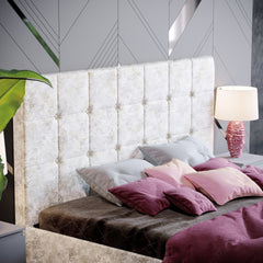 Vida Designs Valentina King Size Ottoman Bed, Crushed Velvet Champagne