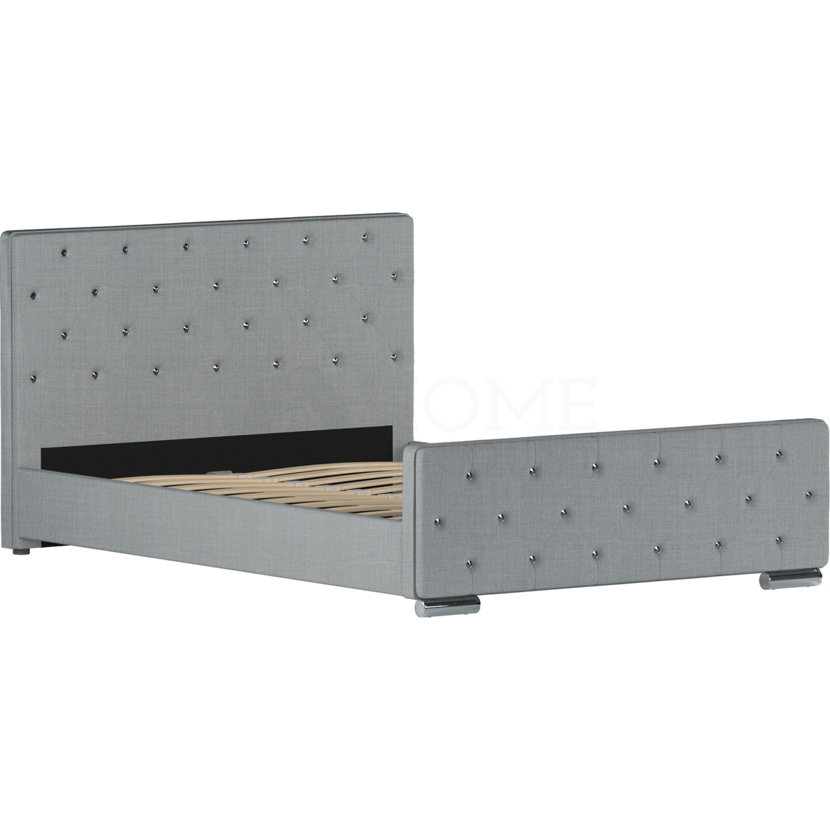Arabella Double Linen Bed - Light Grey