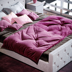 Arabella King Size Bed, Light Grey Velvet