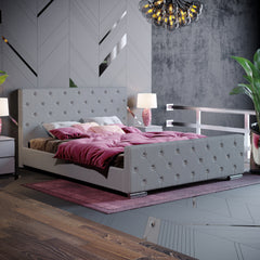Arabella King Size Bed, Light Grey Linen