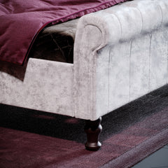 Vida Designs Violetta Double Bed, Crushed Velvet Silver