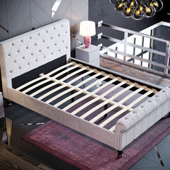 Vida Designs Violetta Double Bed, Light Grey Velvet