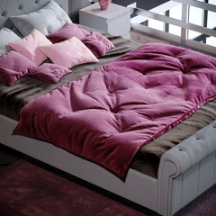 Violetta Double Bed, Light Grey Linen