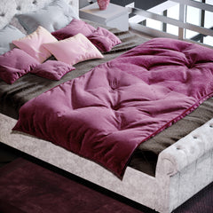 Vida Designs Violetta King Size Bed, Crushed Velvet Silver
