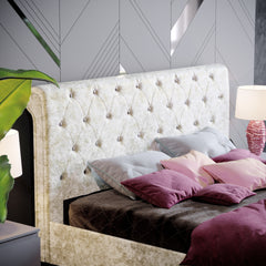 Vida Designs Violetta King Size Bed, Crushed Velvet Champagne
