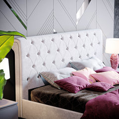 Vida Designs Violetta King Size Bed, Light Grey Velvet