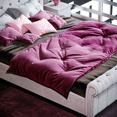 Violetta King Size Bed, Light Grey Velvet
