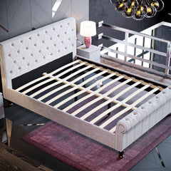 Vida Designs Violetta King Size Bed, Light Grey Velvet