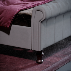 Violetta King Size Bed, Light Grey Linen