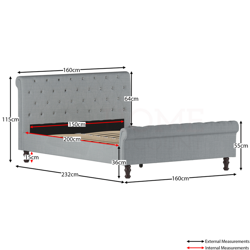 Linen king size bed frame deals