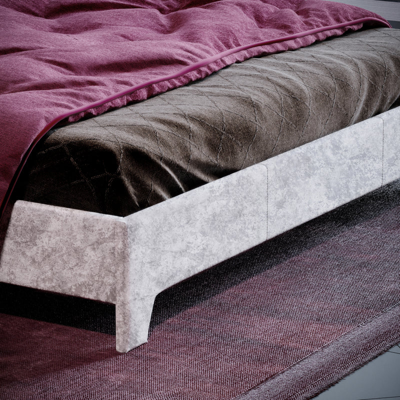 Vida Designs Victoria Double Bed, Silver Velvet