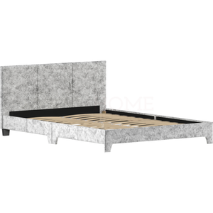 Victoria Double Velvet Bed, Silver UKFR
