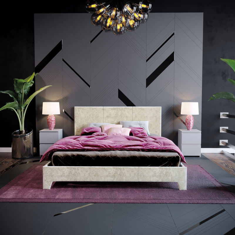Vida Designs Victoria Double Bed, Oyster Velvet