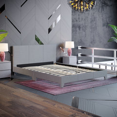 Vida Designs Victoria Double Bed, Light Grey Linen