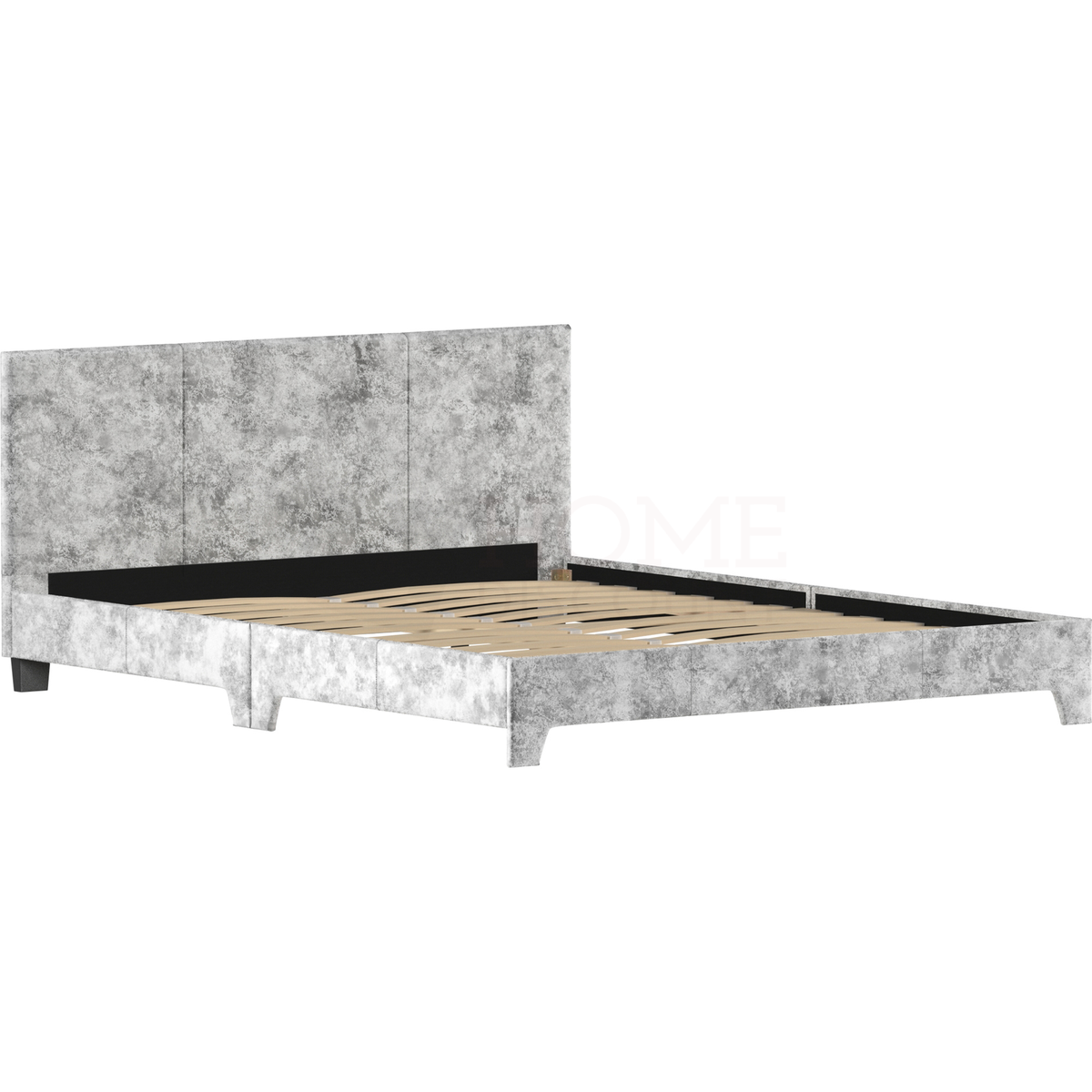 Victoria King Size Velvet Bed, Silver UKFR