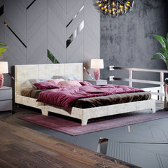 Vida Designs Victoria King Size Bed, Oyster Velvet