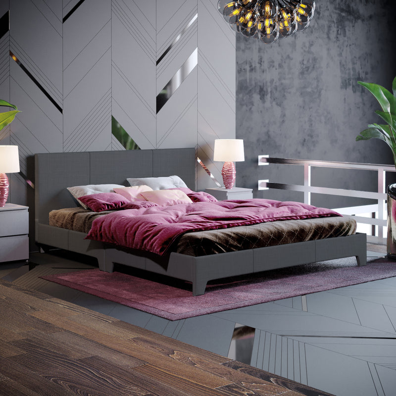 Vida Designs Victoria King Size Bed, Dark Grey Linen