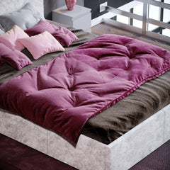 Vida Designs Veronica Double Ottoman Bed, Silver Velvet