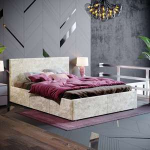 Veronica Double Velvet Ottoman Bed - Oyster