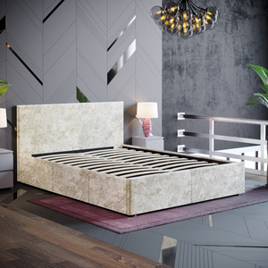 Veronica Double Velvet Ottoman Bed - Oyster