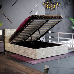 Vida Designs Veronica Double Ottoman Bed, Oyster Velvet