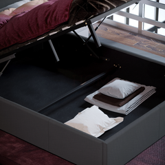 Veronica Double Ottoman Bed, Dark Grey Linen