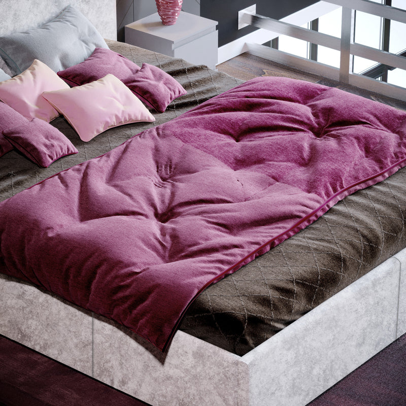 Vida Designs Veronica King Size Ottoman Bed, Silver Velvet