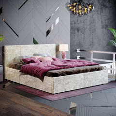 Vida Designs Veronica King Size Ottoman Bed, Oyster Velvet