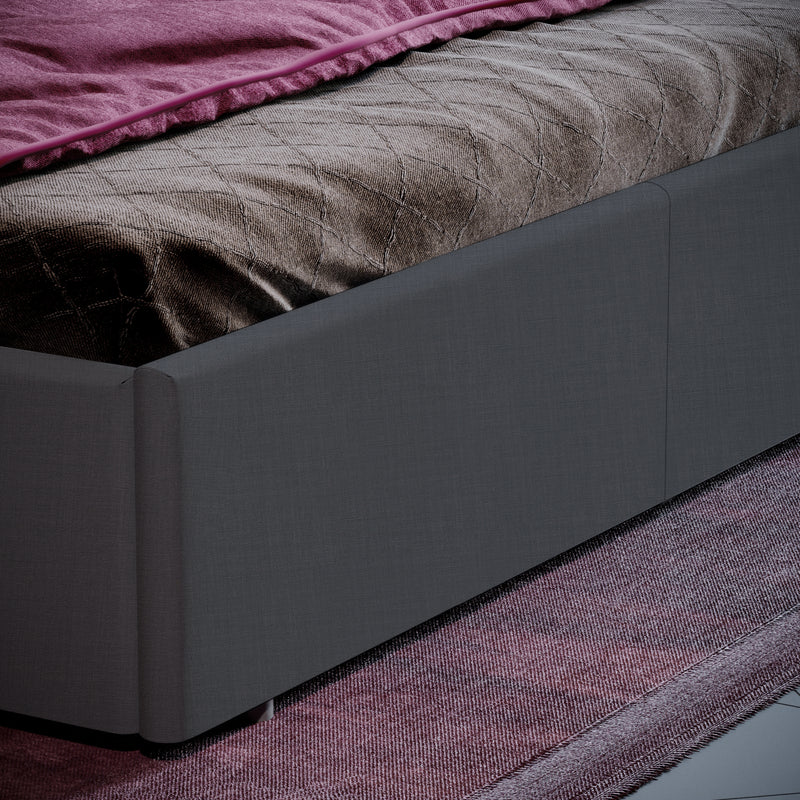Vida Designs Veronica King Size Ottoman Bed, Dark Grey Linen
