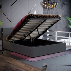 Vida Designs Veronica King Size Ottoman Bed, Dark Grey Linen
