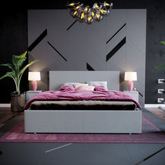 Vida Designs Veronica King Size Ottoman Bed, Light Grey Linen