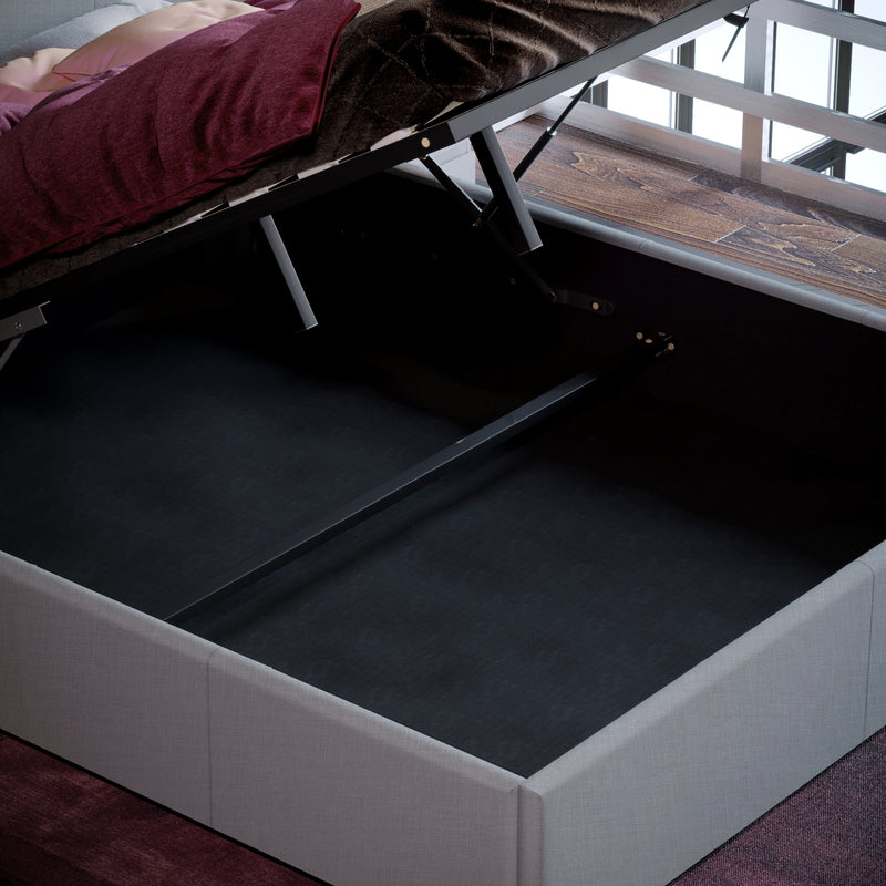 Vida Designs Veronica King Size Ottoman Bed, Light Grey Linen