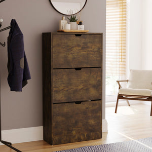 3-Drawer Shoe Cabinet - Dark Wood