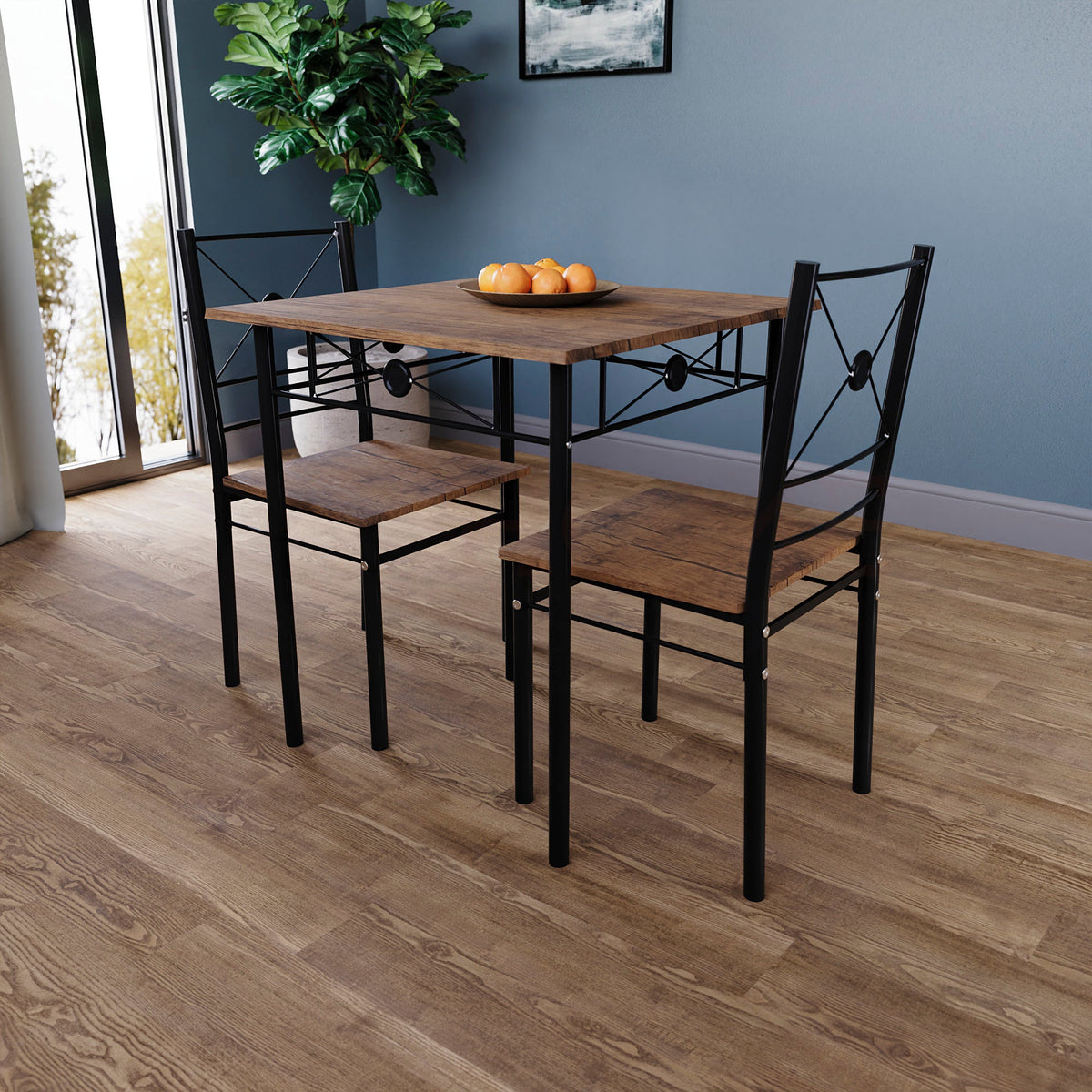 Roslyn 2-Seater Dining Set - Dark Wood