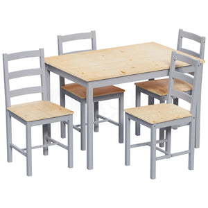 Yorkshire 4-Seater Dining Set - Grey & Pine