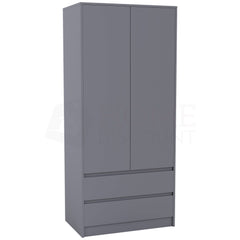 Denver 2-Door Wardrobe With Drawers - Grey